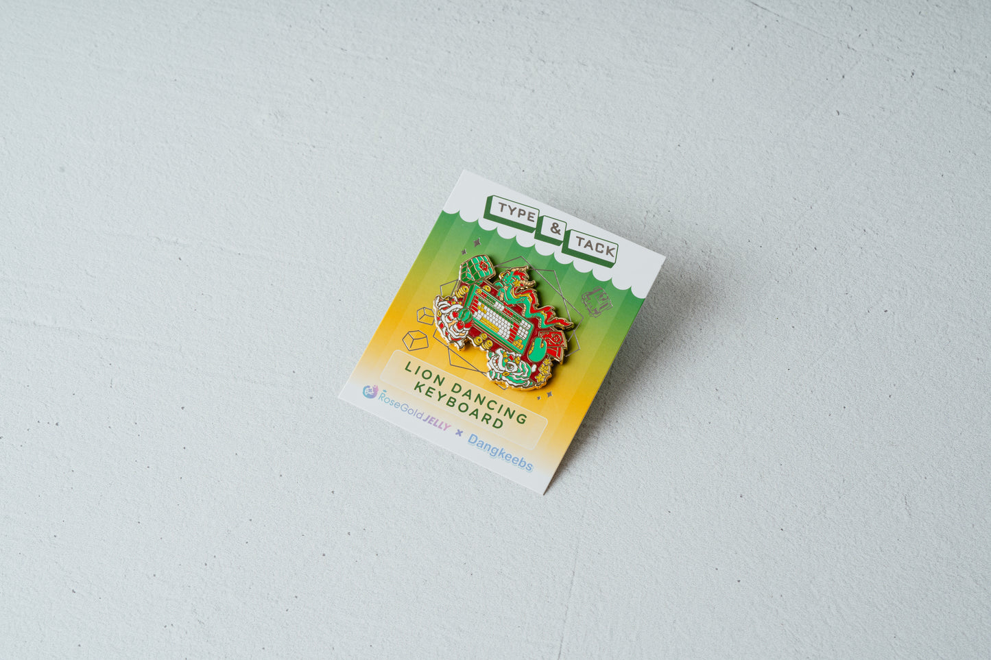 RoseGoldJelly x Dangkeebs - Type and Tack - Lion Dancing Keyboard Pin